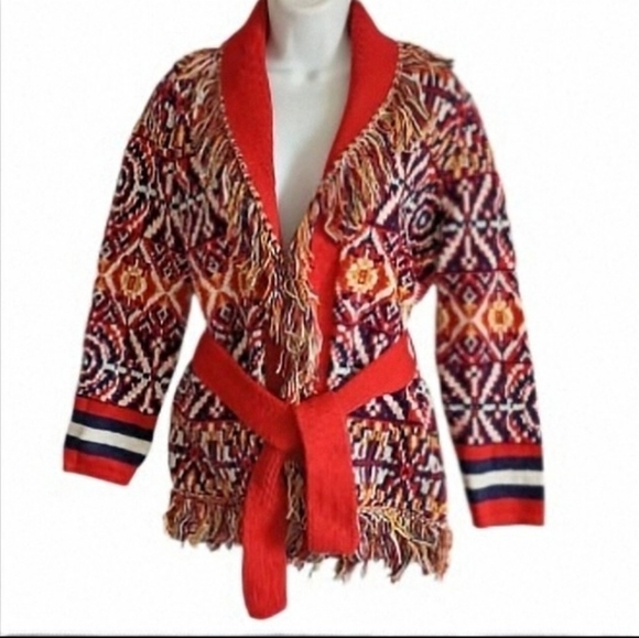 MOTHER Belted Fringe Cardigan Sweater sz S - Picture 5 of 15